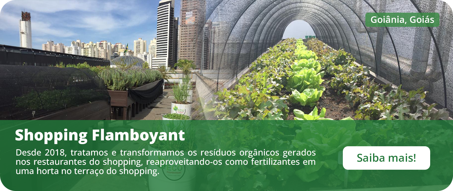 Desde 2018, tratamos e transformamos os resíduos orgânicos gerados nos restaurantes do shopping, reaproveitando-os como fertilizantes em uma horta no terraço do shopping.